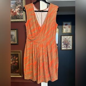Willi Smith Tropical Dress Coral Tan Size Large